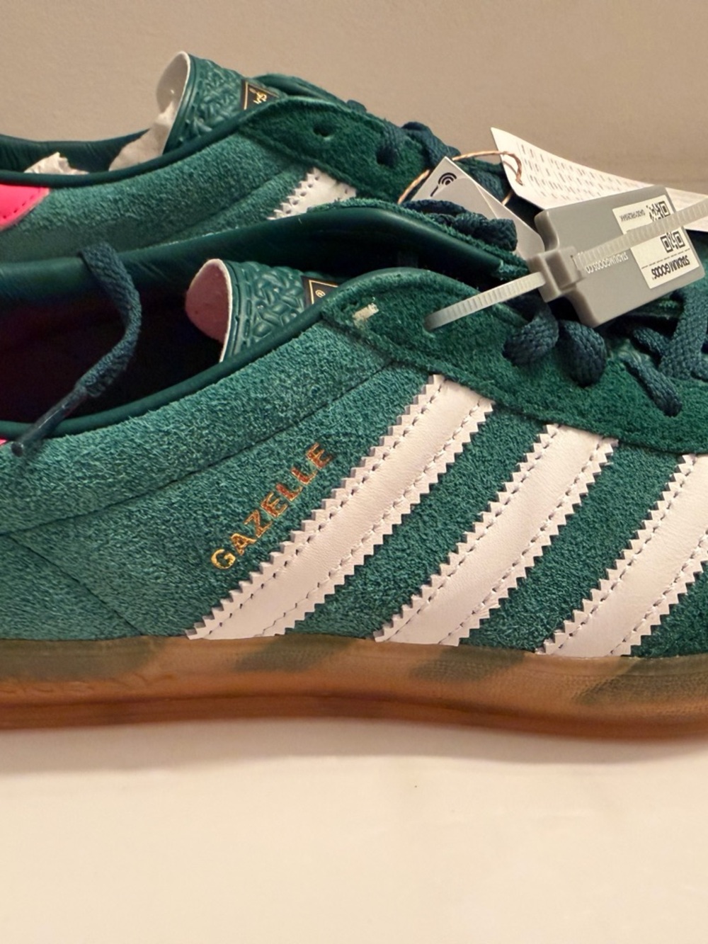 adidas Teal Suede Sneakers with White Stripes and Gum Sole - Picture 2 of 5